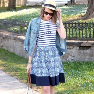 Milly Blue XL Floral Full Skirt